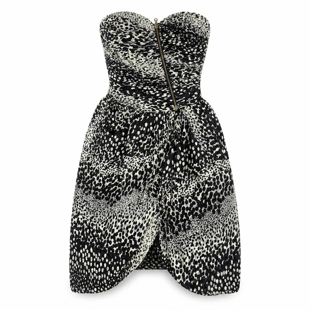 Whistles Women’s Black Animal Print Strapless Dress
