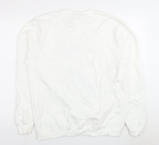 Just Hoods Unisex White Christmas Sweatshirt L