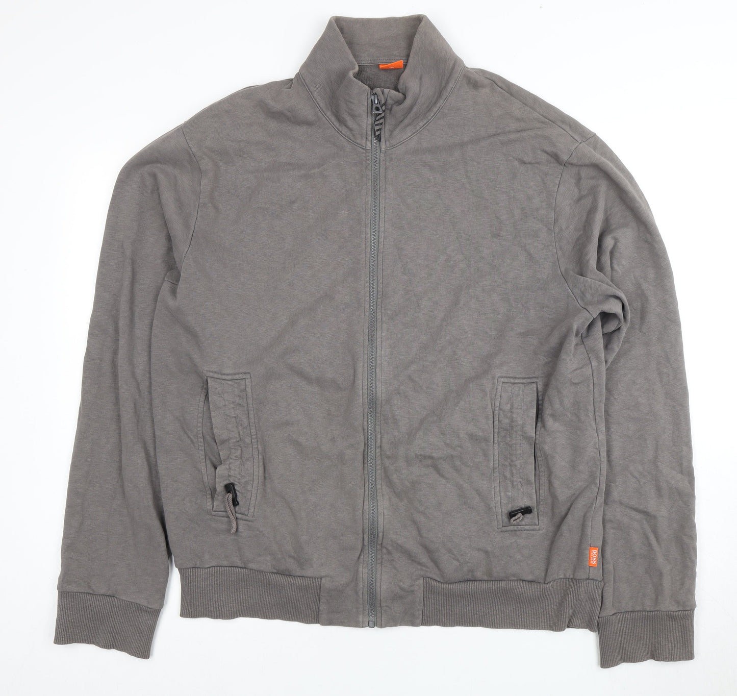BOSS Men's Grey Full Zip Logo Sweatshirt 2XL