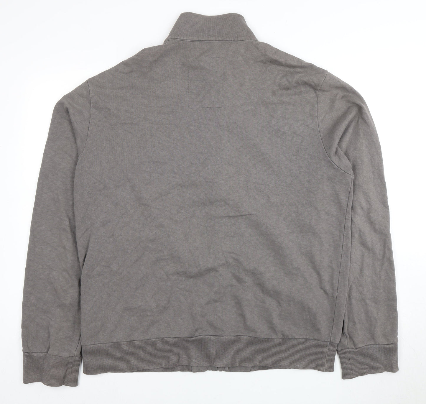 BOSS Men's Grey Full Zip Logo Sweatshirt 2XL