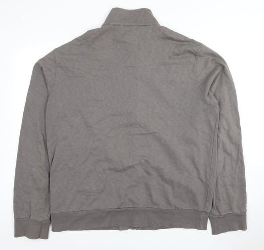 BOSS Men's Grey Full Zip Logo Sweatshirt 2XL