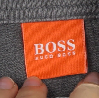 BOSS Men's Grey Full Zip Logo Sweatshirt 2XL