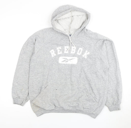 Reebok Grey Unisex Hoodie, Large, Pullover Style