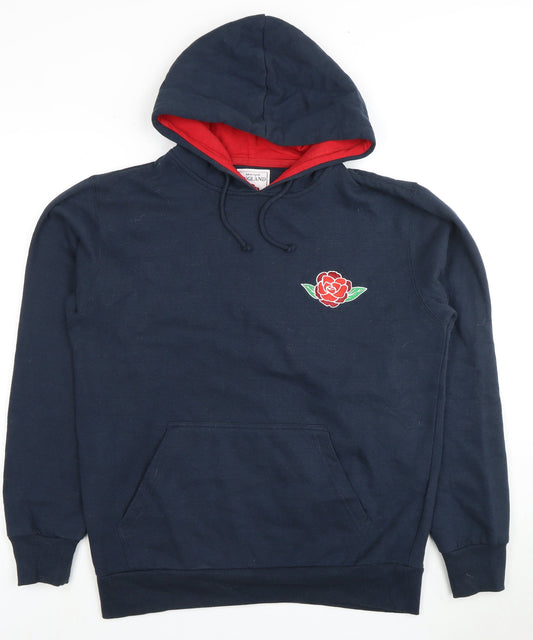 England Men's Blue Hoodie M Pullover Logo Patriotic