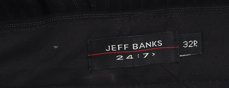 Jeff Banks Black Striped Trousers 32R Unisex