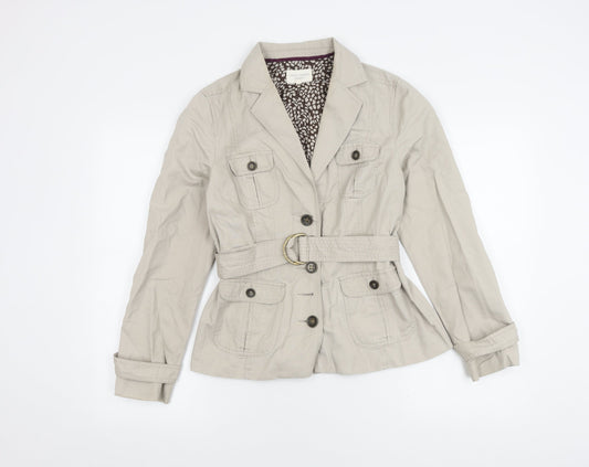 Laura Ashley Women's Beige Jacket Size 10 Belted Casual