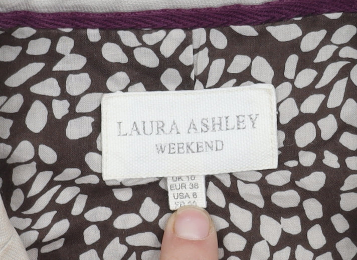 Laura Ashley Women's Beige Jacket Size 10 Belted Casual