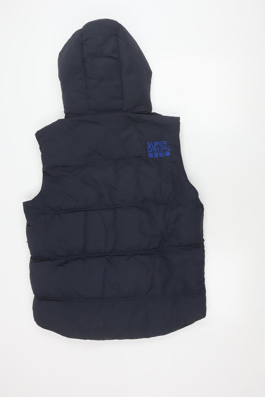 Superdry Men's Black Hooded Puffer Gilet Size L