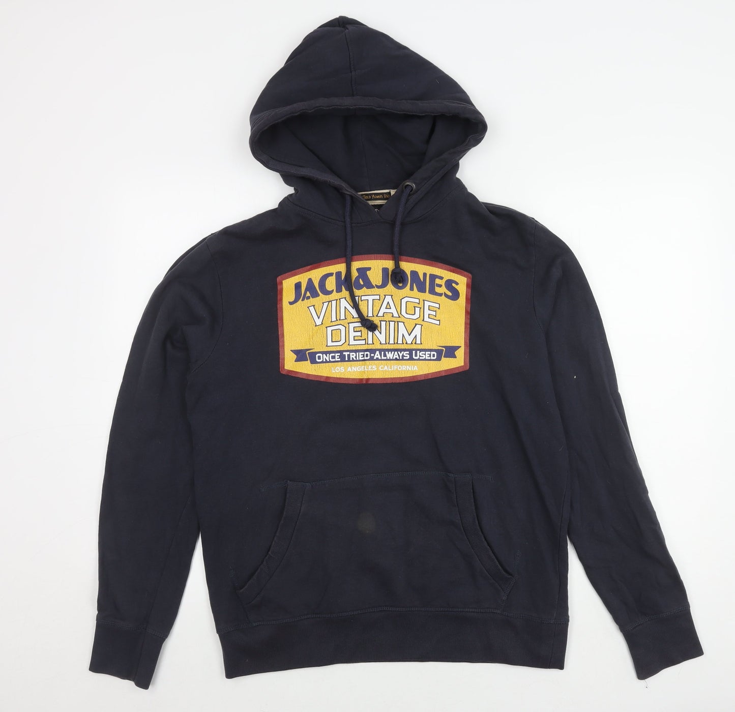 Jack & Jones Blue Graphic Hoodie, Men’s M, Logo Pullover