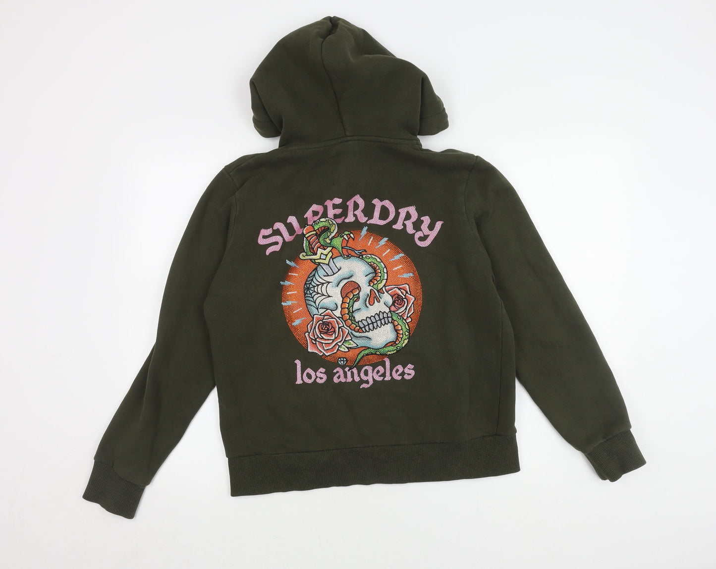 Superdry Women's Green Hooded Jacket Size 12