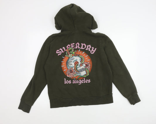 Superdry Women's Green Hooded Jacket Size 12