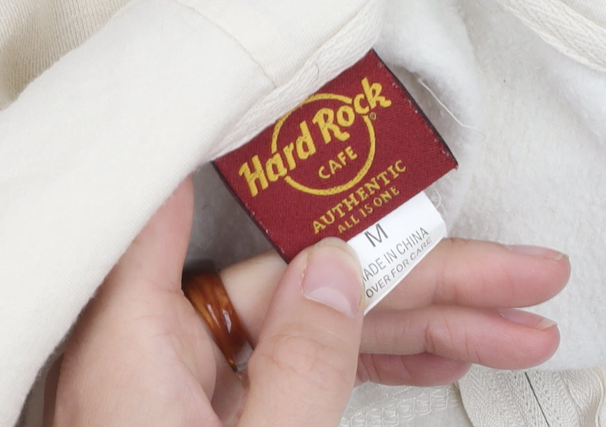 Hard Rock Cafe Beige Hooded Zip Jacket M
