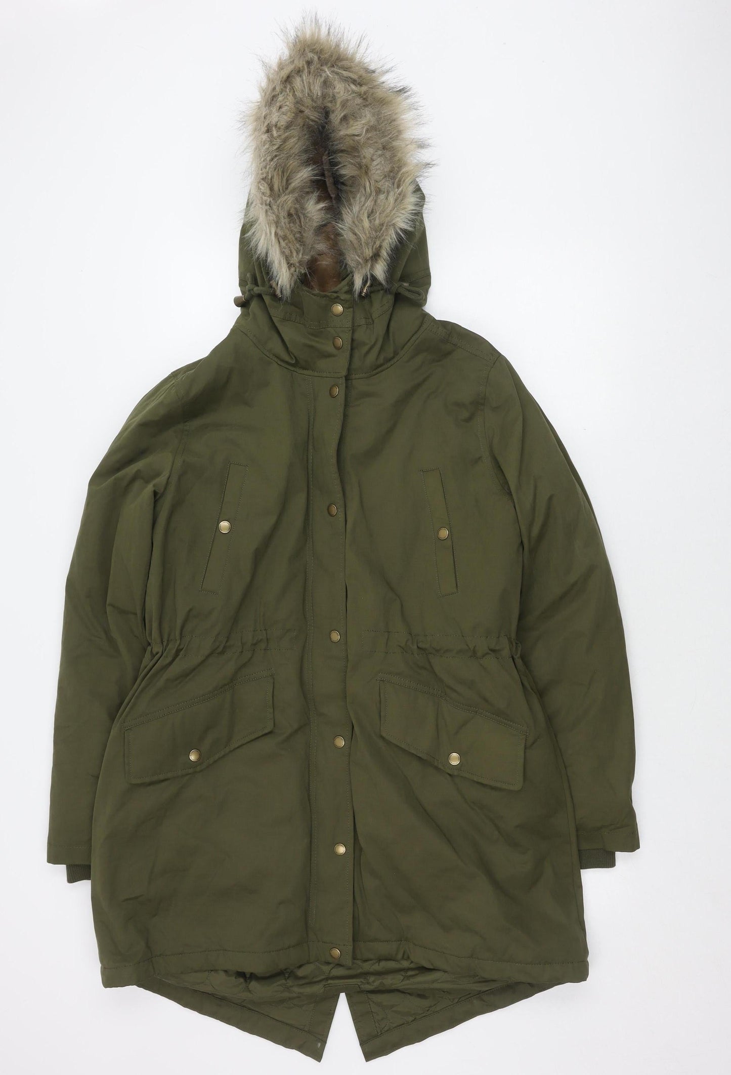 Fat Face Men's Green Parka Coat, Size 44, Hooded Winter