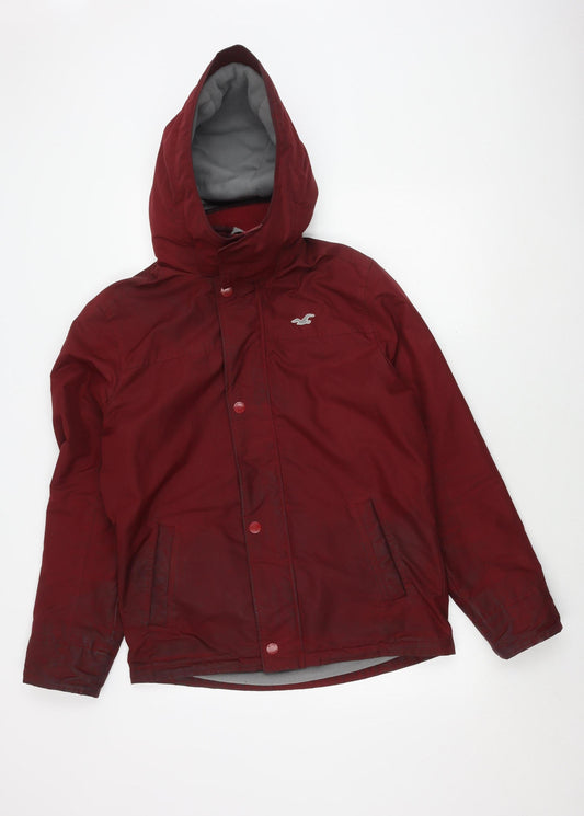 Hollister Men's Red Hooded Jacket Size M