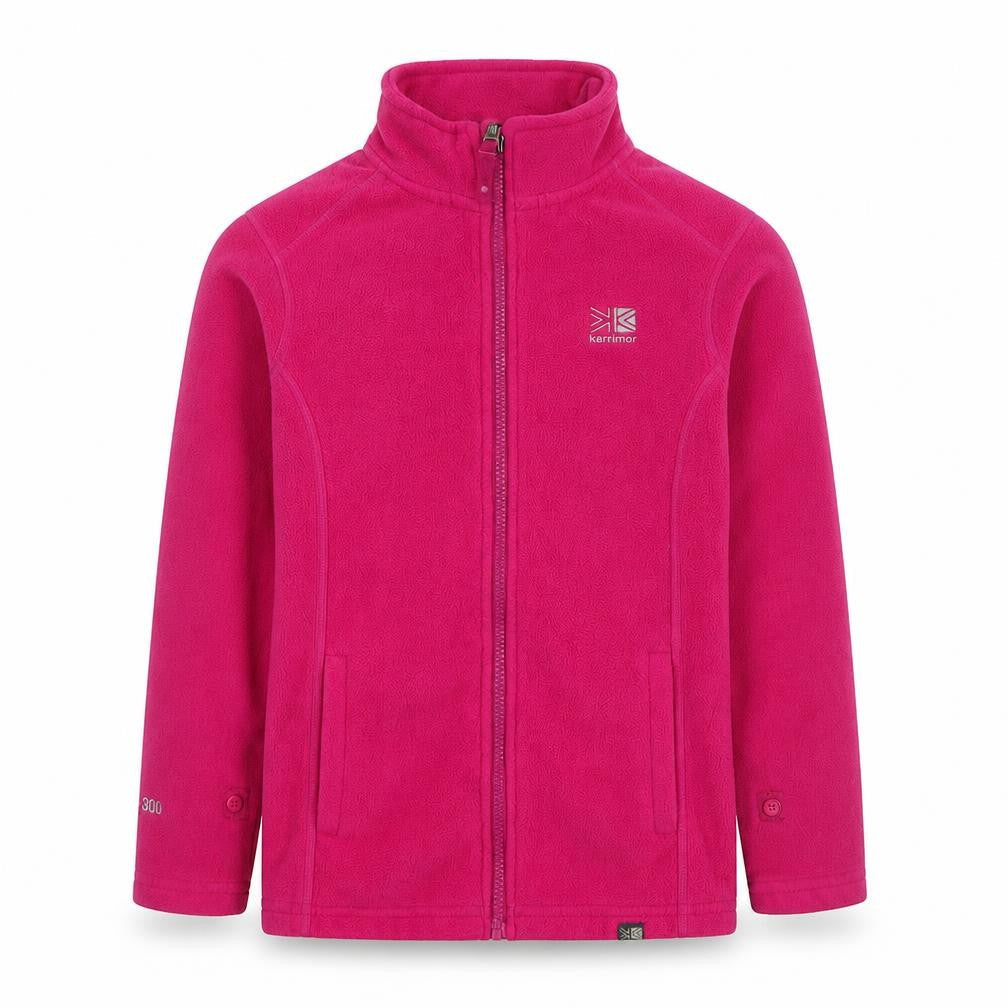 Front view of Karrimor girls’ pink fleece jacket 11-12 yrs warm zip polyester