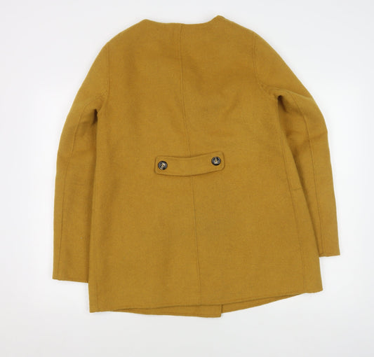 Marks and Spencer Women's Yellow Wool Blend Pea Coat Size 10