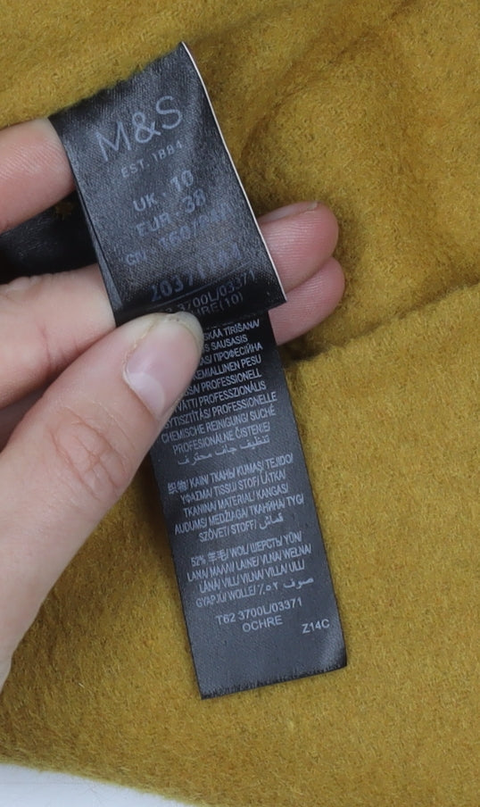 Marks and Spencer Women's Yellow Wool Blend Pea Coat Size 10