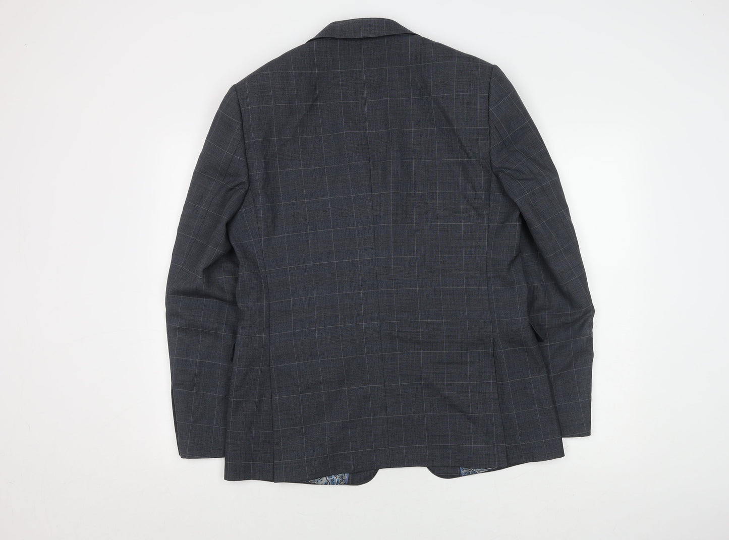 Marks and Spencer Men's Blue Check Blazer 40R