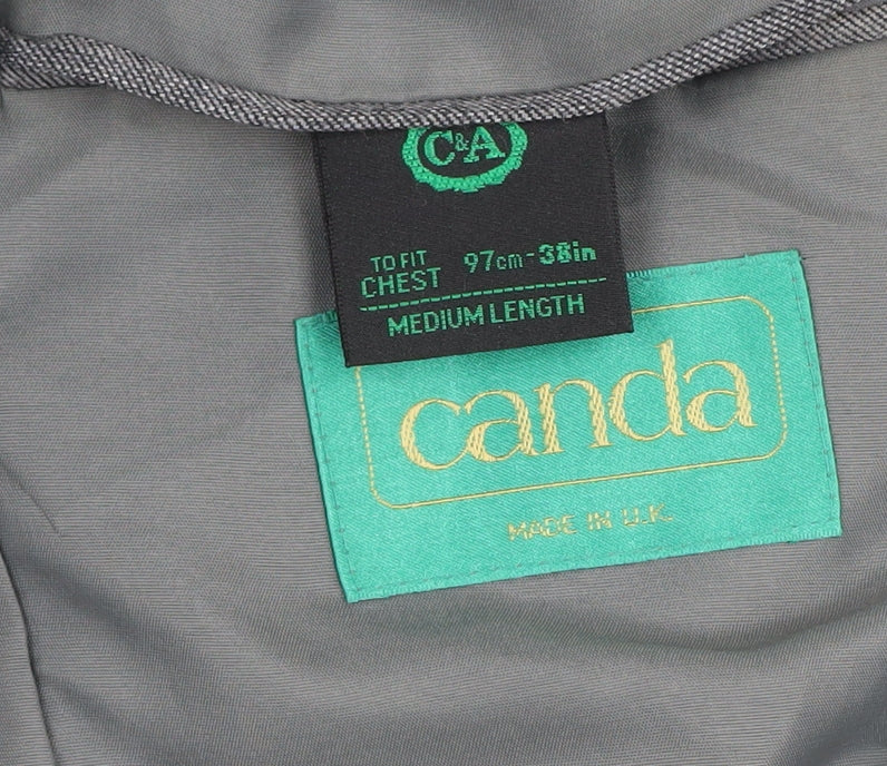 Canda Men's Grey Striped Double-Breasted Blazer 38R