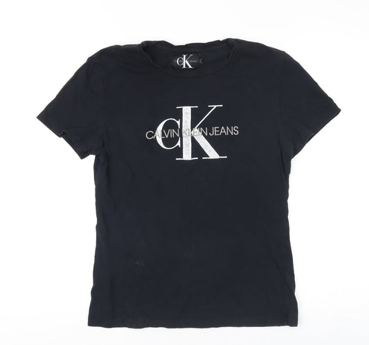 Calvin Klein Women's Black Crew Neck T-Shirt - Size L