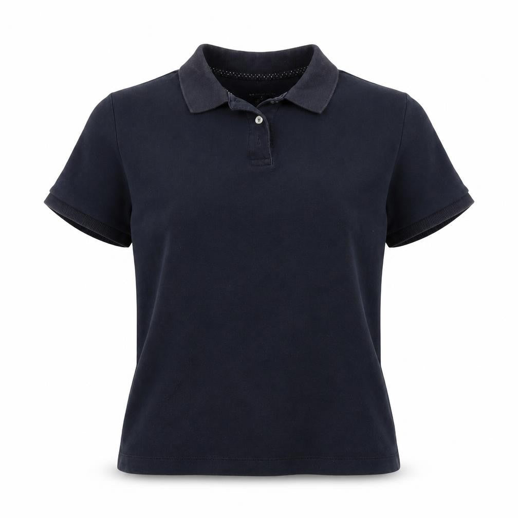 Womens UK Size M Lands' End Black 100% Cotton Polo