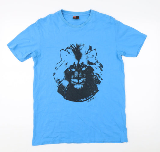 Diesel Men's Blue Graphic Print T-Shirt L