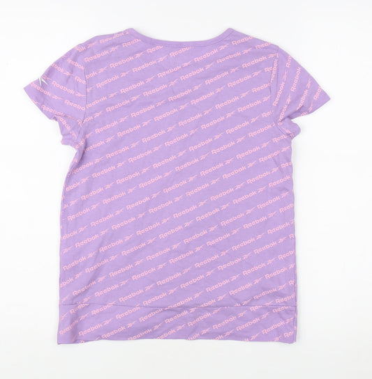 Reebok Girls Purple T-Shirt Size 14 Years, Logo Print