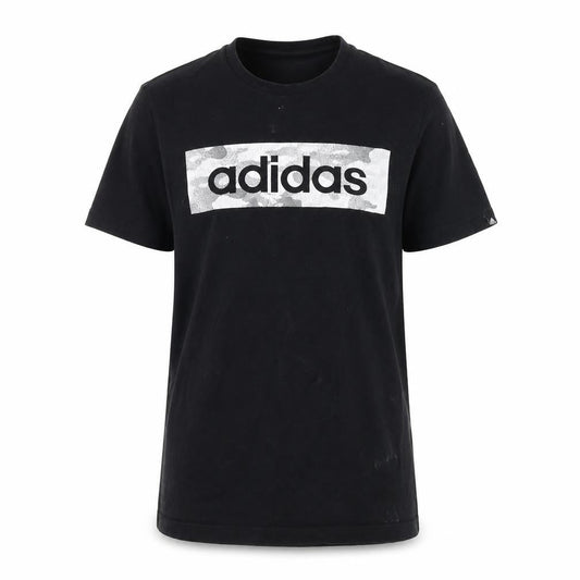 Front view of Adidas Men's Black Logo T-Shirt, size S