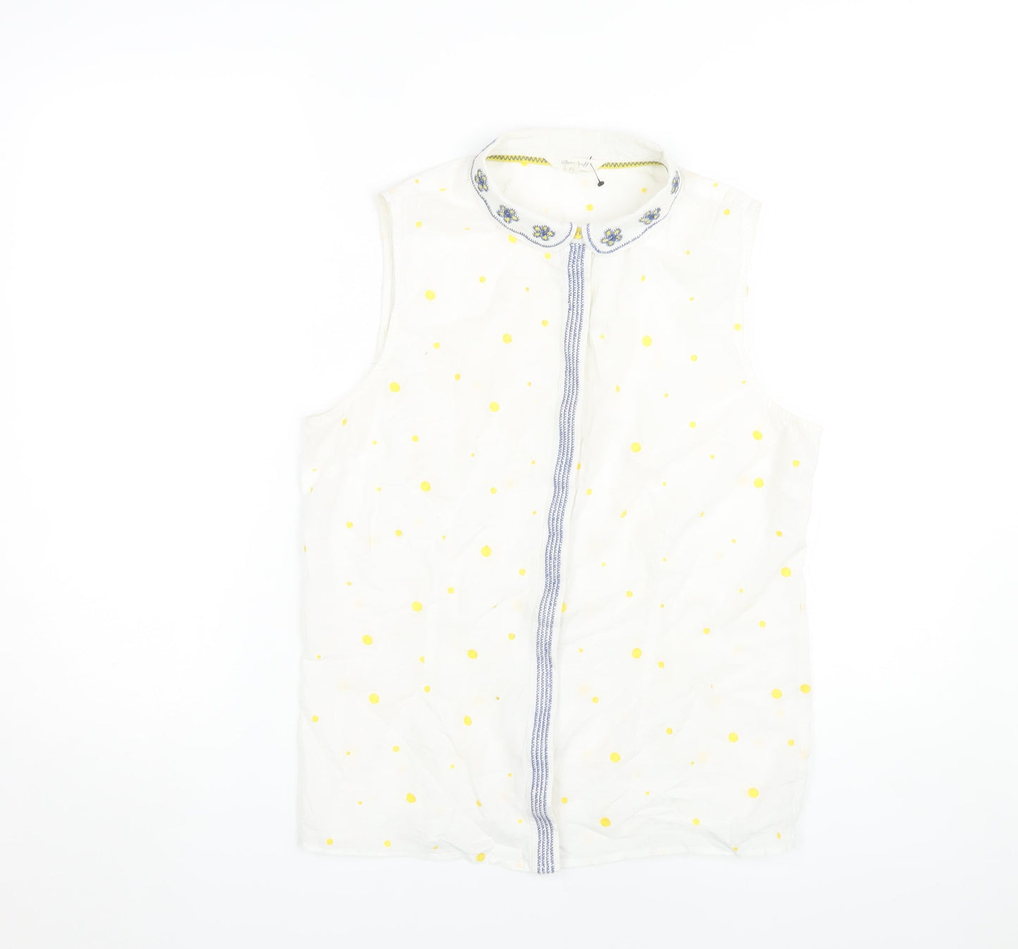 White Stuff Women's White Polka Dot Blouse Size 12