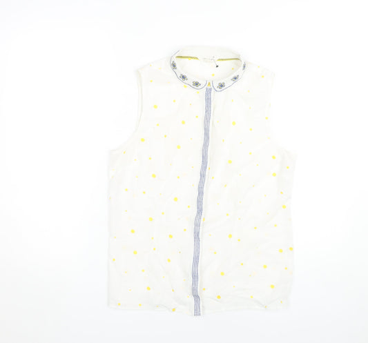 White Stuff Women's White Polka Dot Blouse Size 12