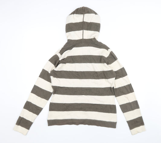 GAP Women's Striped Hoodie, Brown Medium Cotton Blend