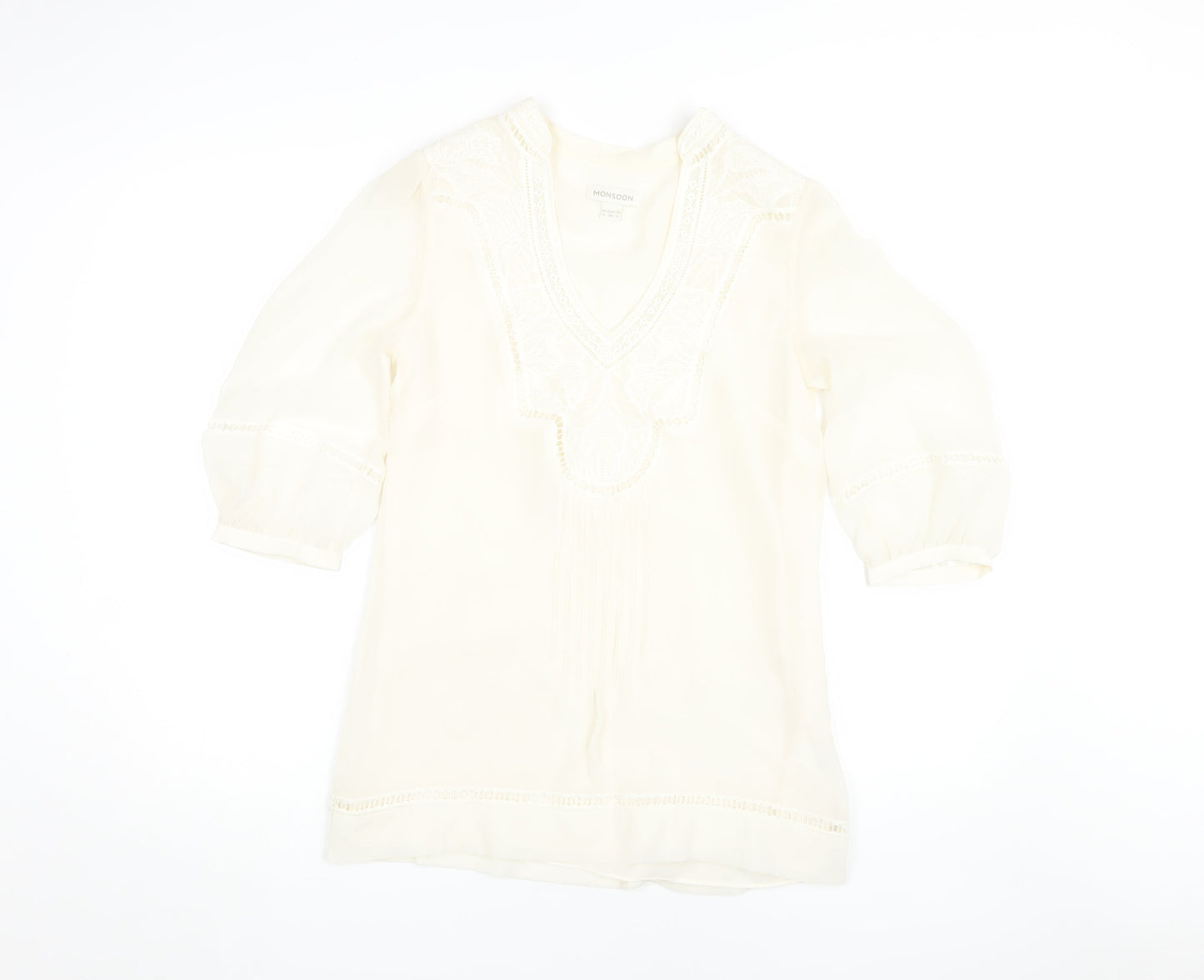Monsoon Women's Ivory Tunic Blouse Size 8 Regular