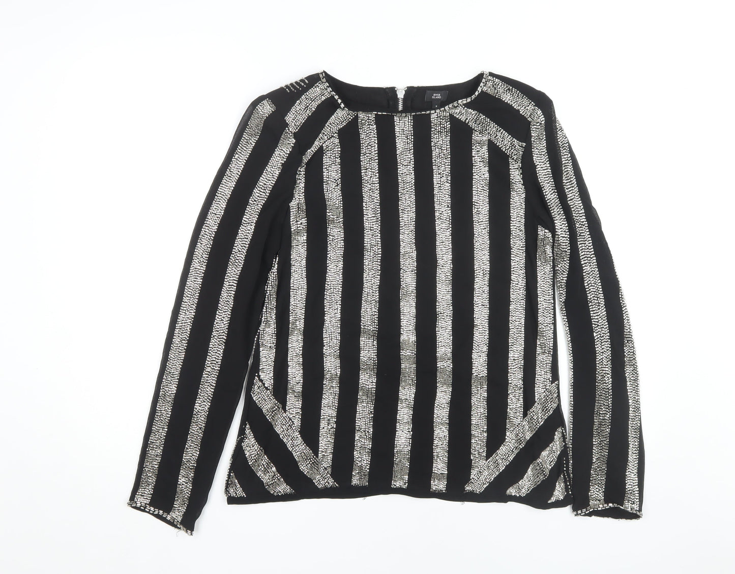 River Island Women's Black Striped Top Size 8