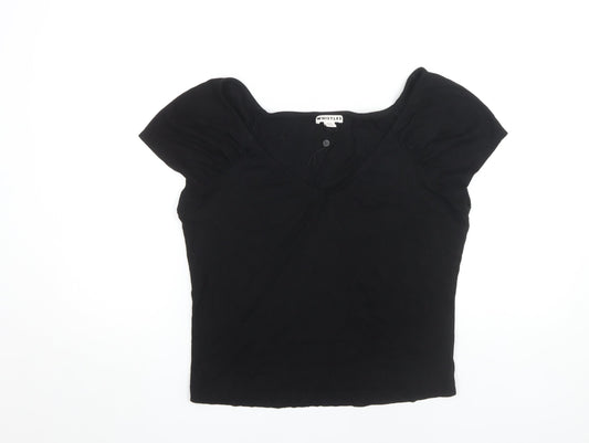 Whistles Women's Black V-Neck T-Shirt Size L