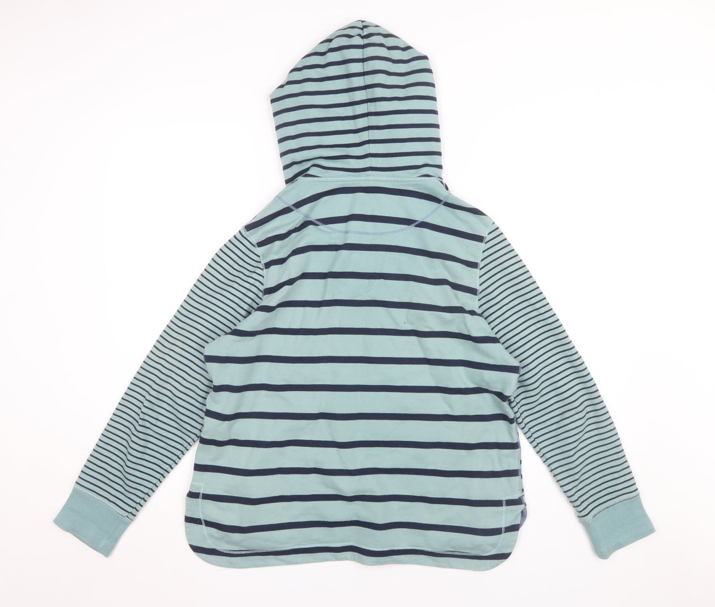 White Stuff Women's Blue Striped Hooded Pullover, Size 12