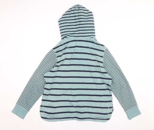 White Stuff Women's Blue Striped Hooded Pullover, Size 12