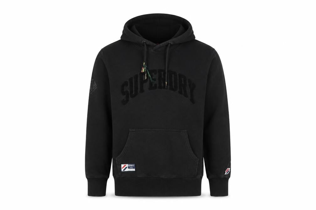 Mens UK S Regular Superdry Black Pullover Hoodie