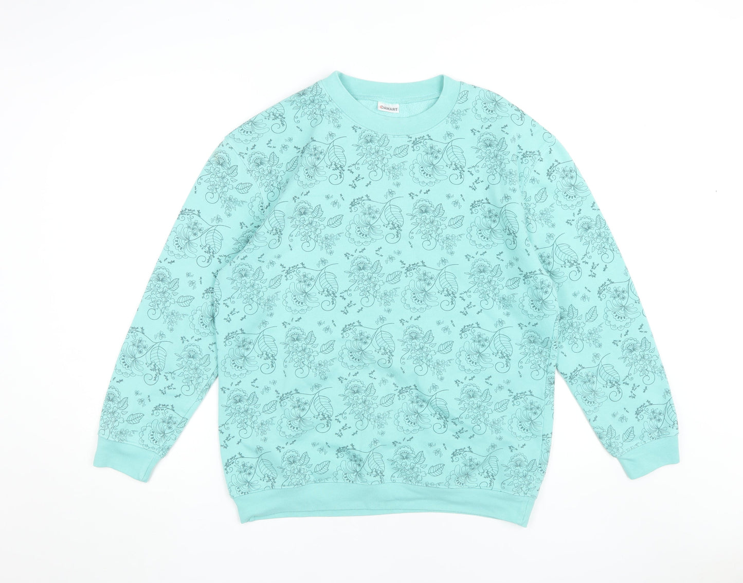 Damart Women's Blue Floral Long Sleeve Sweatshirt - L