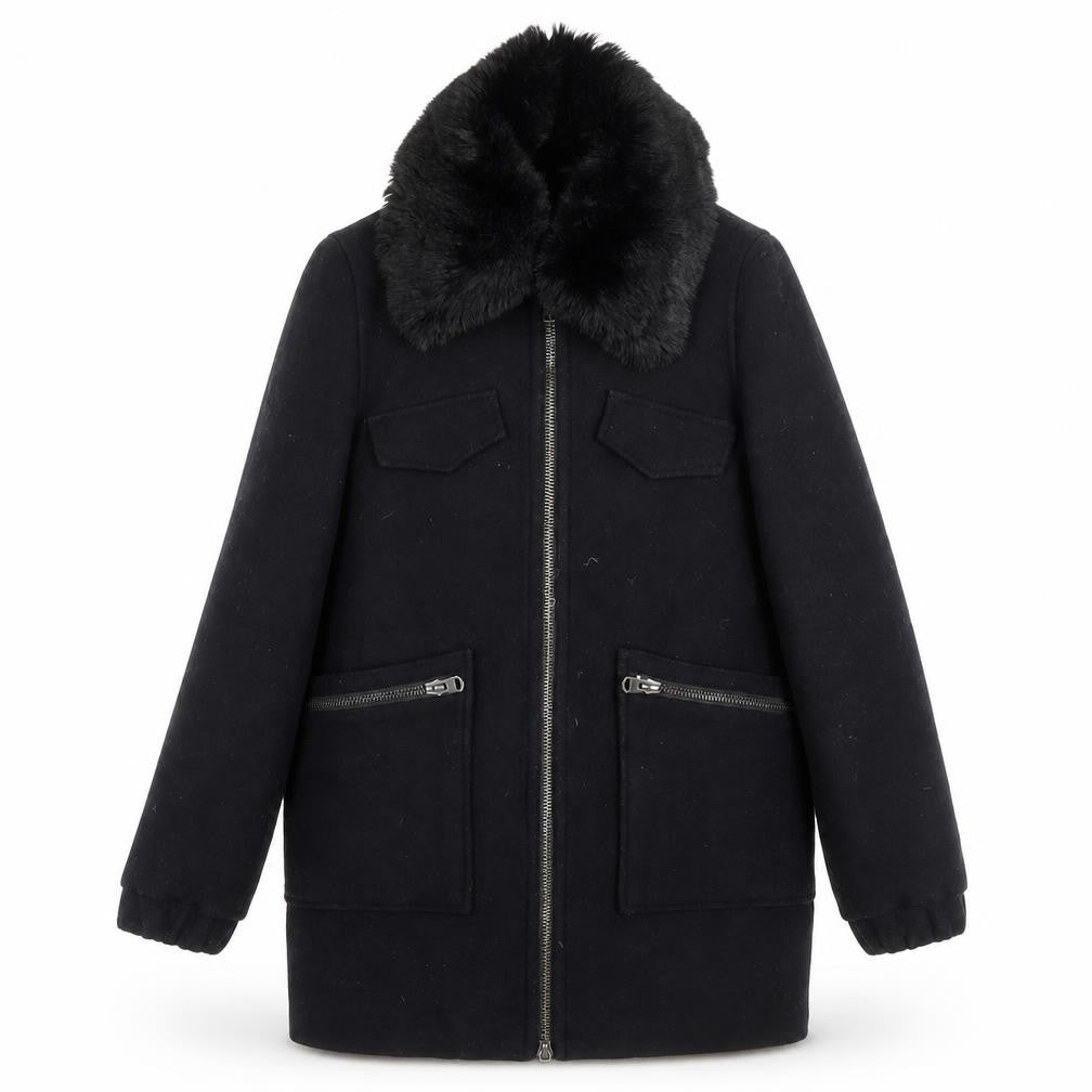Topshop Women's Black Wool Overcoat Size 10
