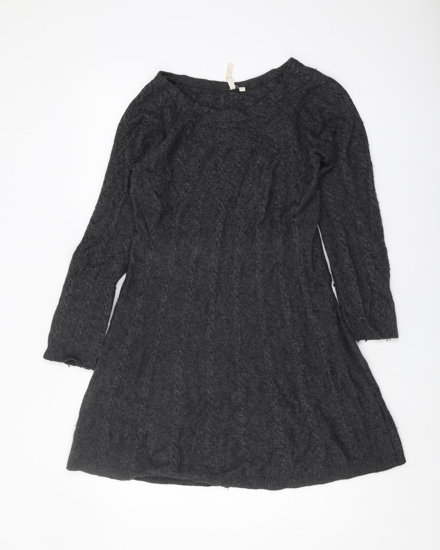 Women's Black Cable-Knit Boat Neck Pullover, Size 12