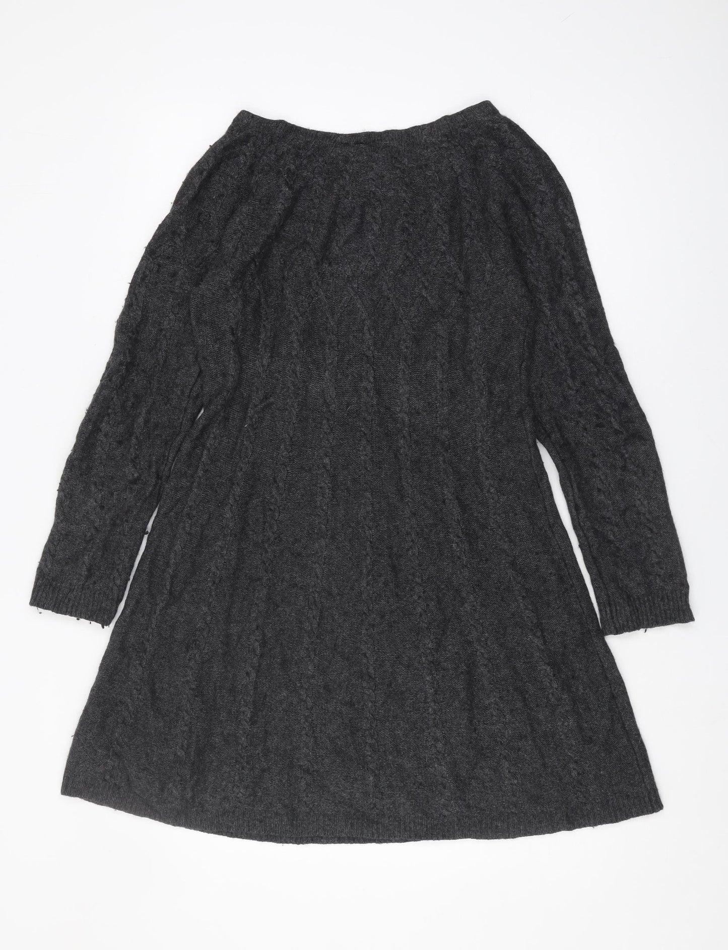 Women's Black Cable-Knit Boat Neck Pullover, Size 12