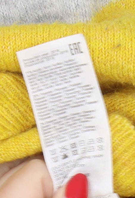 Vero Moda Women's Grey & Yellow Pullover Jumper, Size S
