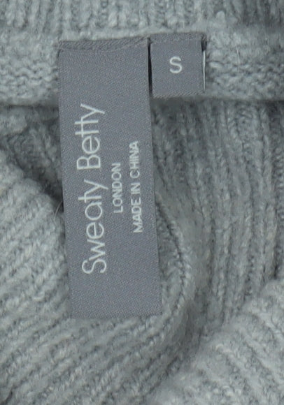 Sweaty Betty Women's Grey Striped Roll Neck Pullover - S