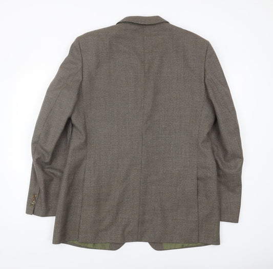 Steegan Men's Brown Check Wool Blazer 42R Regular Fit