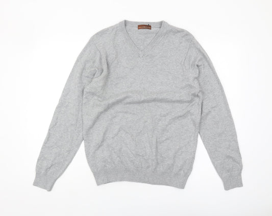 Marks and Spencer Men's Grey V-Neck Pullover Jumper S