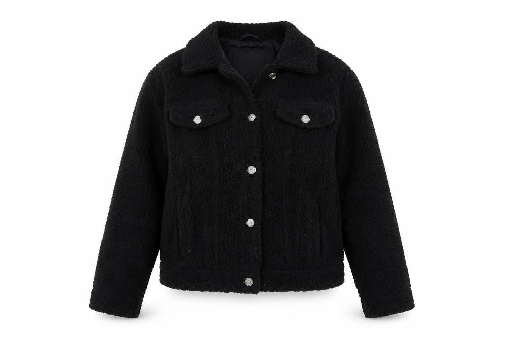 Womens UK Size S Regular Hollister Black Faux Fur Jacket