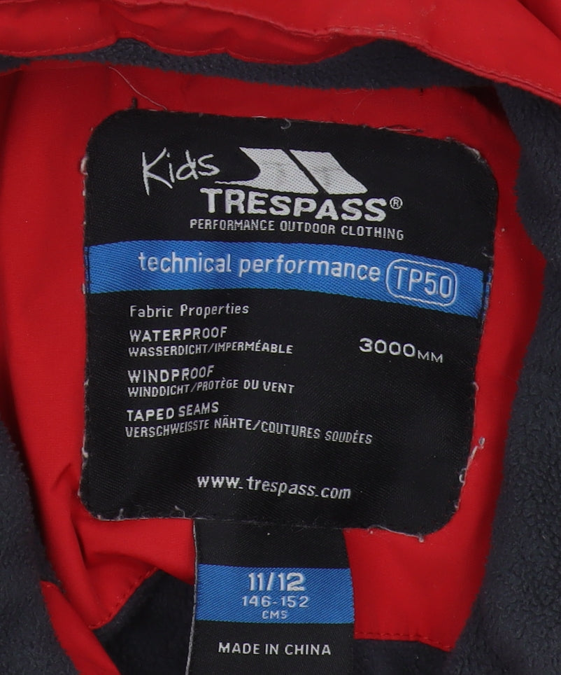 Trespass Boys Red Waterproof Rain Coat 11 Years - Winter Jacket