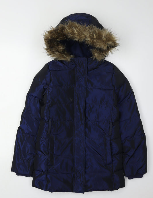 Gap Girls Blue Puffer Jacket 11 Years Winter Hooded