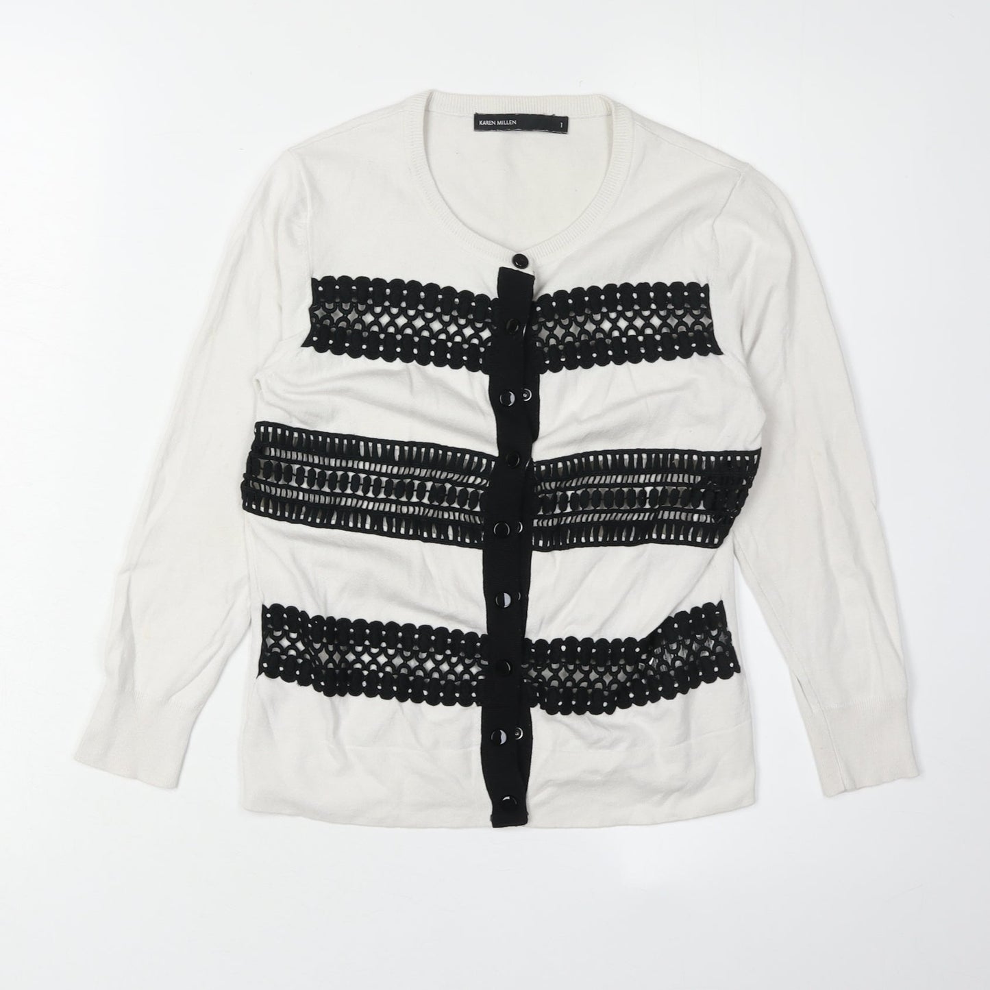 Karen Millen Women's White Cardigan Size 8 - Elegant Style