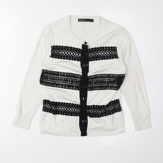 Karen Millen Women's White Cardigan Size 8 - Elegant Style
